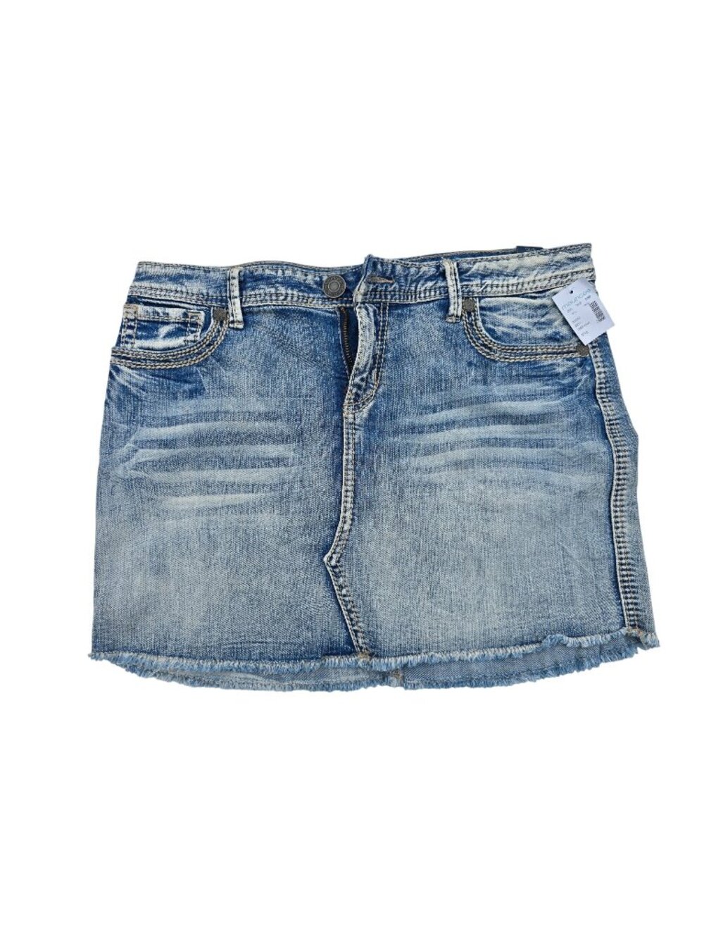Maurices Distressed Denim Mini Skirt 9/10 Reg Frayed Hem 98% Cotton 2% Spandex B